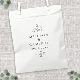 Elegante Hochzeitsstimmung Schwarz-Weiß-Blätter Gr Geschenktütchen