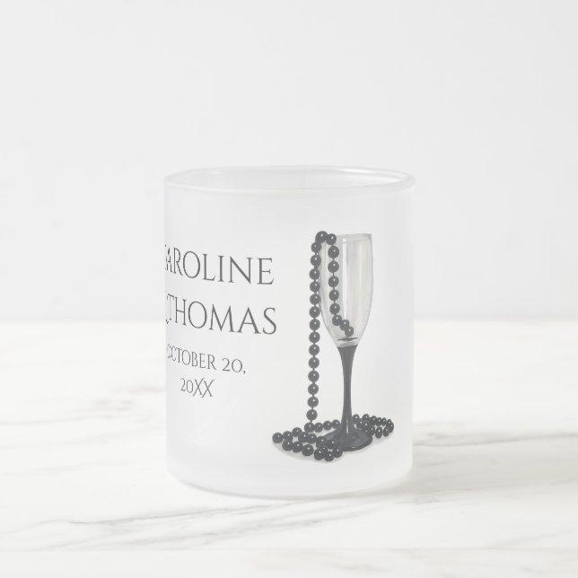 Elegante Hochzeitstasse mit Perlen-Design Mattglastasse (Mittel)