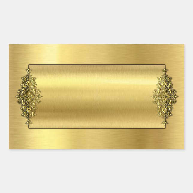 Elegante Hochzeitsticker, Gold Rechteckiger Aufkleber (Vorderseite)