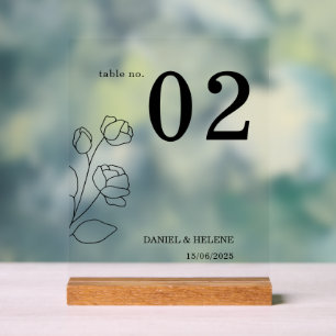 Elegante Hochzeitstisch-Nummernkarte Acryl-Schild Acrylschild