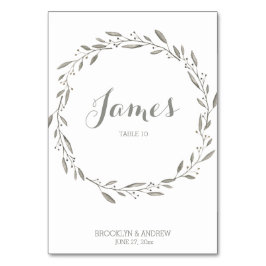 Elegante Hochzeitstisch-Platzkarte Blumengrau Tischnummer