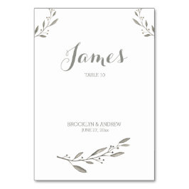 Elegante Hochzeitstische Platzkarten Grau florale Tischnummer