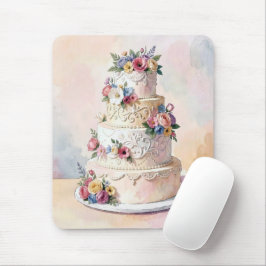 Elegante Hochzeitstorte mit Rosenblumen Mousepad