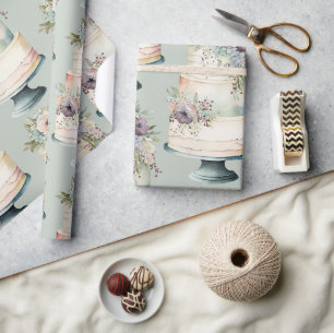 Elegante Hochzeitstorte Wasserfarbe Geschenkpapier