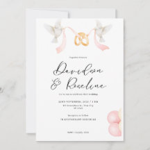 Elegante Hochzeitsvorlage mit Ring und Taube