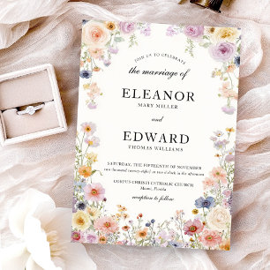 Elegante Hochzeitswiesen-Wildblumen Einladung