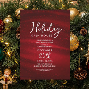 Elegante Holiday-Open-House-Rot-Funkel-Glamour Einladung