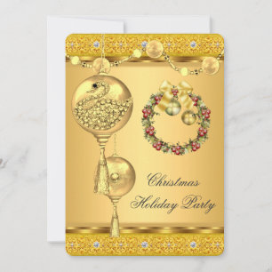 Elegante Holiday Party Gold Gelbe Weihnachten Einladung