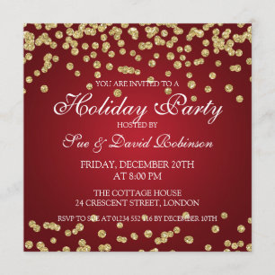 Elegante Holiday Party Gold Glitzer Confetti Rot Einladung