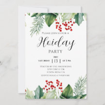 Elegante Holly-Beeren-Feiertags-Party-Einladung