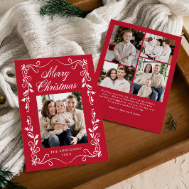 Elegante Holly-Rand Rot Frohe Weihnachten 5 Foto