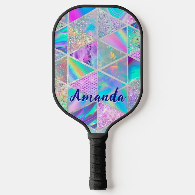 Elegante holografische trendige Imitate silbergeom Pickleball Schläger (Vorderseite)