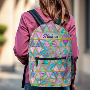 Elegante holografische trendy Imitate goldene geom Bedruckter Rucksack