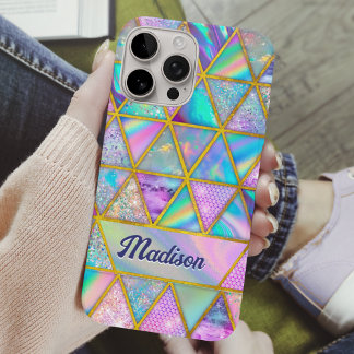 Elegante holografische trendy Imitate goldene geom iPhone 16 Pro Hülle