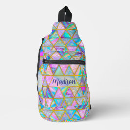 Elegante holografische trendy Imitate goldene geom Crossbody Bag