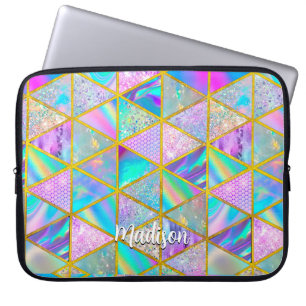 Elegante holografische trendy Imitate goldene geom Laptopschutzhülle