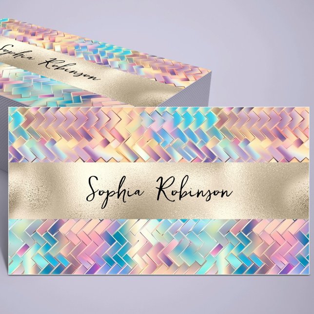 Elegante Holographic and Pearl Foil Business Card Rabattkarte (Von Creator hochgeladen)