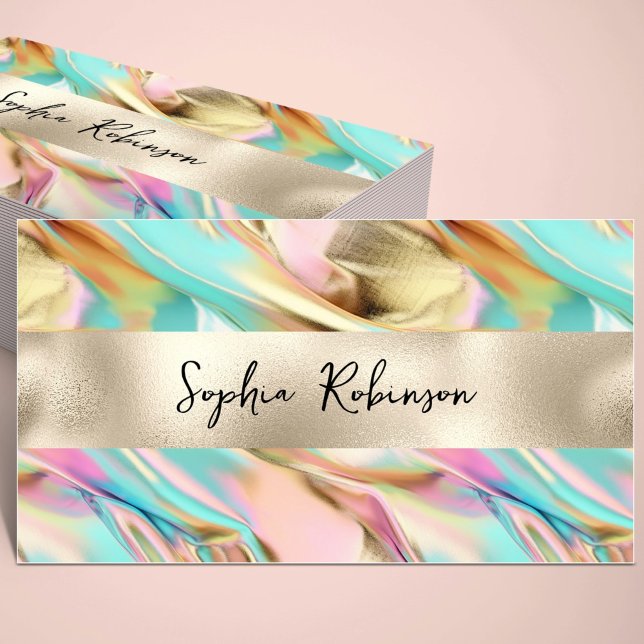 Elegante Holographic and Pearl Foil Business Card Rabattkarte (Von Creator hochgeladen)