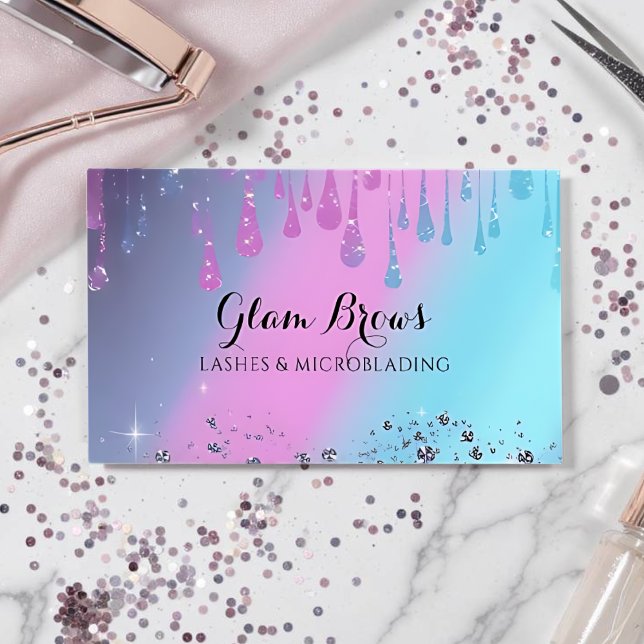 Elegante Holographic Lashes Beauty Salon Card Visitenkarte (Holographic Business Card)