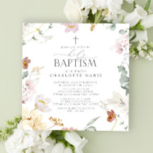 Elegante Holy Baptism Blush Pink Wasserfarbe Blume