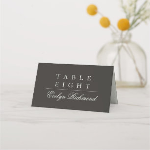 Elegante Holzkohle Elfenbein Schrift Gefaltete Hoc Platzkarte