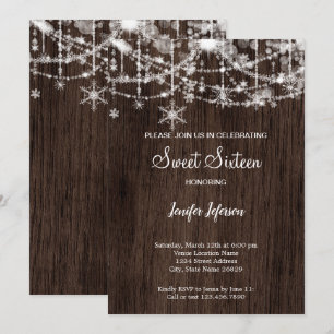 Elegante Holzwinter Sweet 16-Einladung Einladung