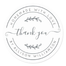 Elegante Homemade mit Liebe Schwarz-weiß Danke