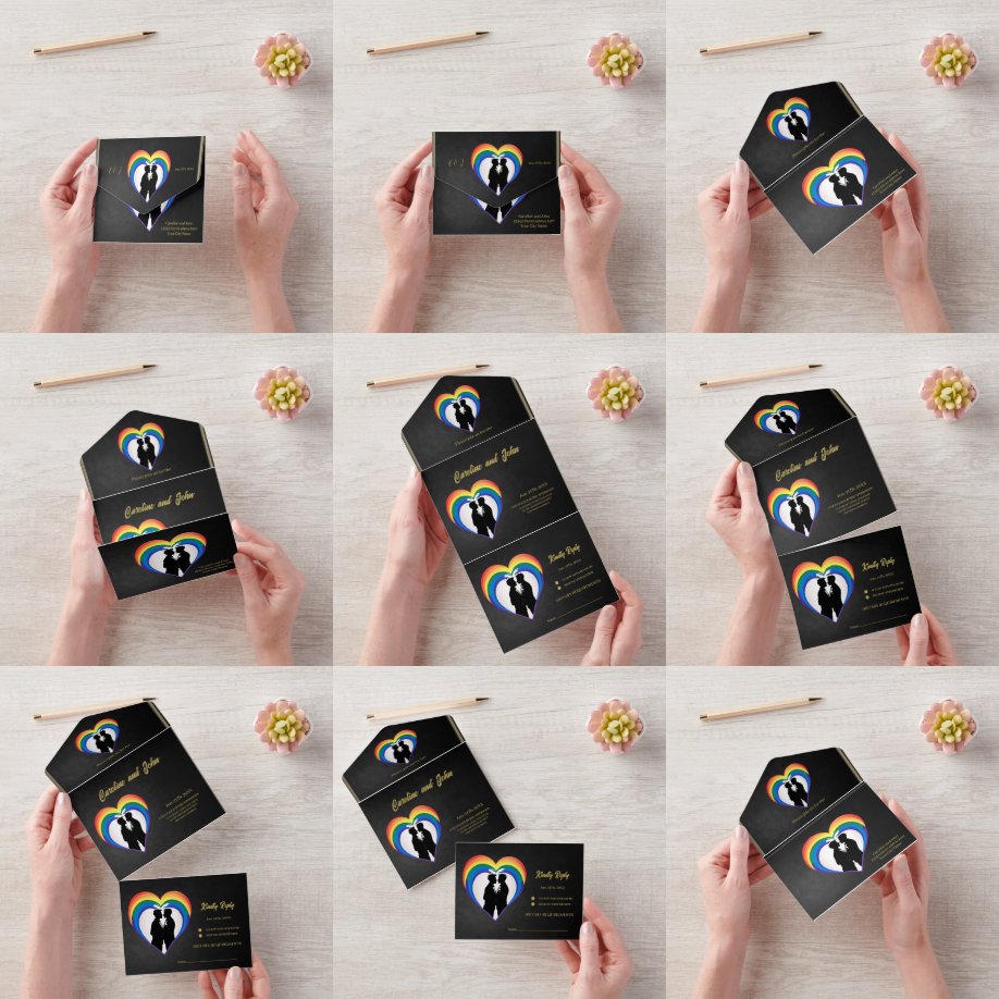 Elegante homosexuelle Silhouetten. All In One Einladung