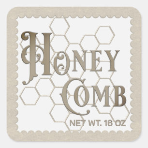 Elegante Honeycomb Label Scalloped Kraft Border Quadratischer Aufkleber
