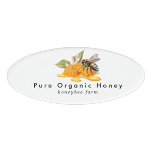 Elegante Honigwaben mit Bienen Namenschild