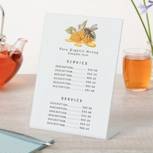 Elegante Honigwaben mit Bienen Sockelschild