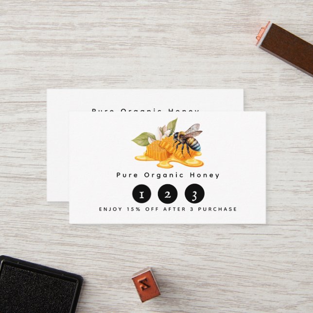 Elegante Honigwaben mit Bienen Treuekarte (Vorderseite/Rückseite Beispiel)