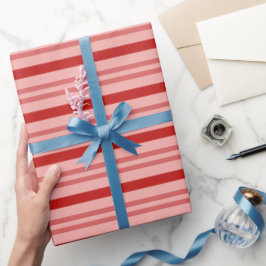 Elegante, horizontale, rote und rosa Candy Cane St Geschenkpapier