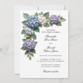 Elegante Hortensien-Blumen Hochzeit Einladung