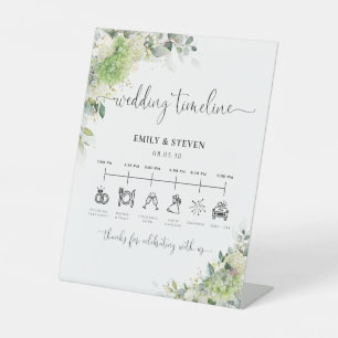 Elegante Hortensien-Hochzeits-Zeitplan-Schild Sockelschild