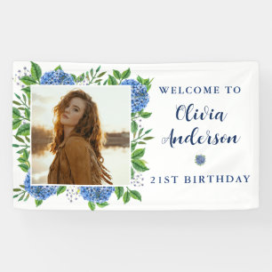 Elegante Hortensien-Party zum 21. Geburtstag mit i Banner
