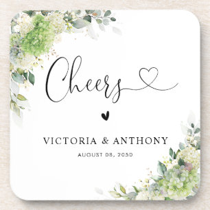 Elegante Hortensien Quadratische Hochzeitsunterset Getränkeuntersetzer