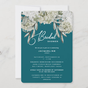 Elegante Hortensien-Teal-Runde Brautparty Einladung