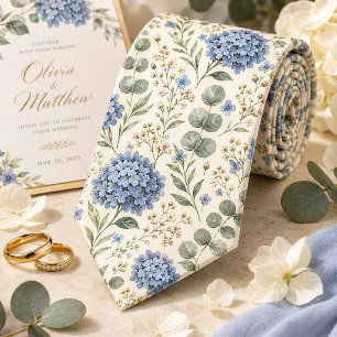 Elegante Hortensien- und Eukalyptus-Hochzeit Krawatte
