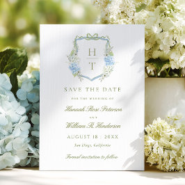 Elegante Hortensien-Wappen-Hochzeit Save The Date