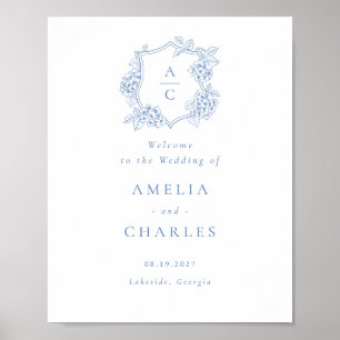 Elegante Hortensien-Willkommensgruß zur Hochzeit Poster