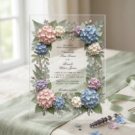 Elegante Hortensienblumen 3D-Acrylhüllen für Hochz Acryleinladungen