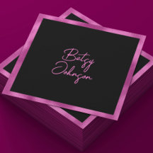 Elegante Hot Pink Folie und schwarze Visitenkarte