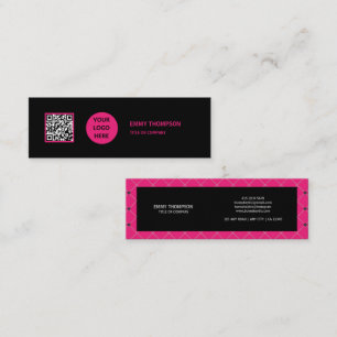 Elegante Hot Pink Magenta Black QR Scan Company Mini Visitenkarte
