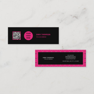 Elegante Hot Pink Magenta Black QR Scan Company Mini Visitenkarte