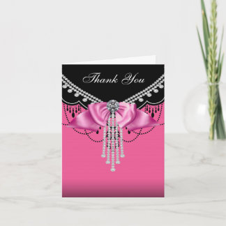 Elegante Hot Pink und Black Danke Cards