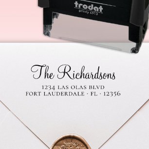 Elegante Housewarming Script-Rücksendeadresse Permastempel