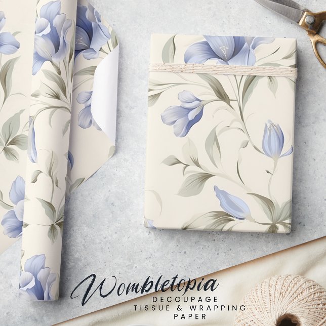 Elegante Hübsche Blume auf Creme Background Geschenkpapier (Von Creator hochgeladen)