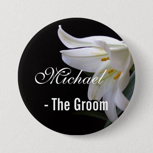 Elegante, hübsche Braut / Bräutigam Hochzeitsknopf Button (Vorderseite)