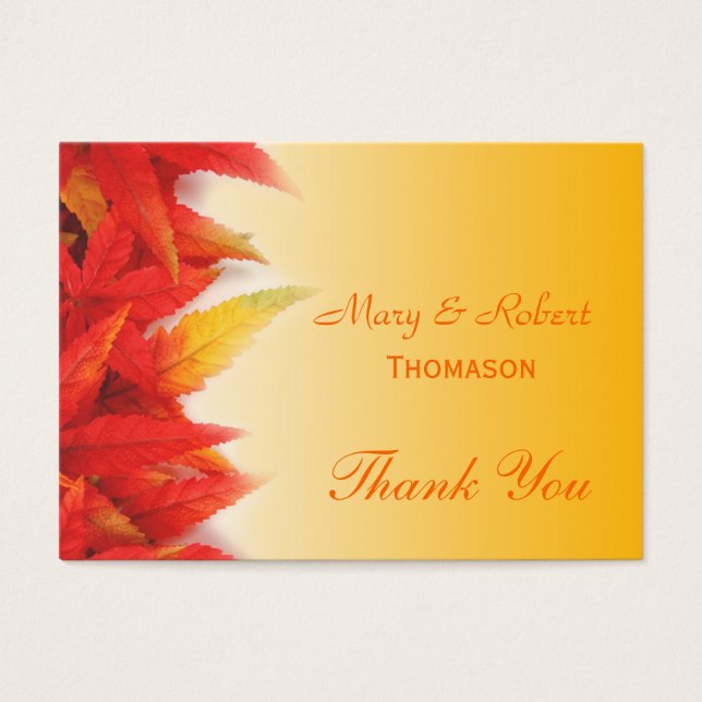 Elegante, hübsche Hochzeit im Herbst Gefallen Dank (Vorderseite)